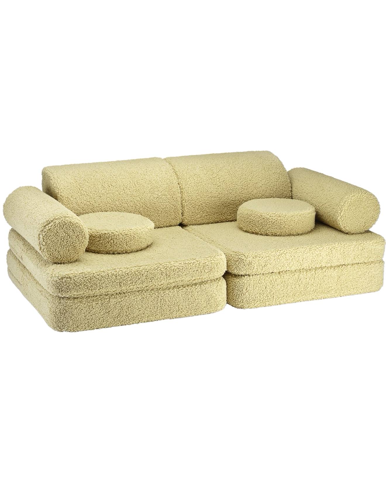 Canapé De Jeu Modulable Enfant - Settee Convertible En Teddy Matcha