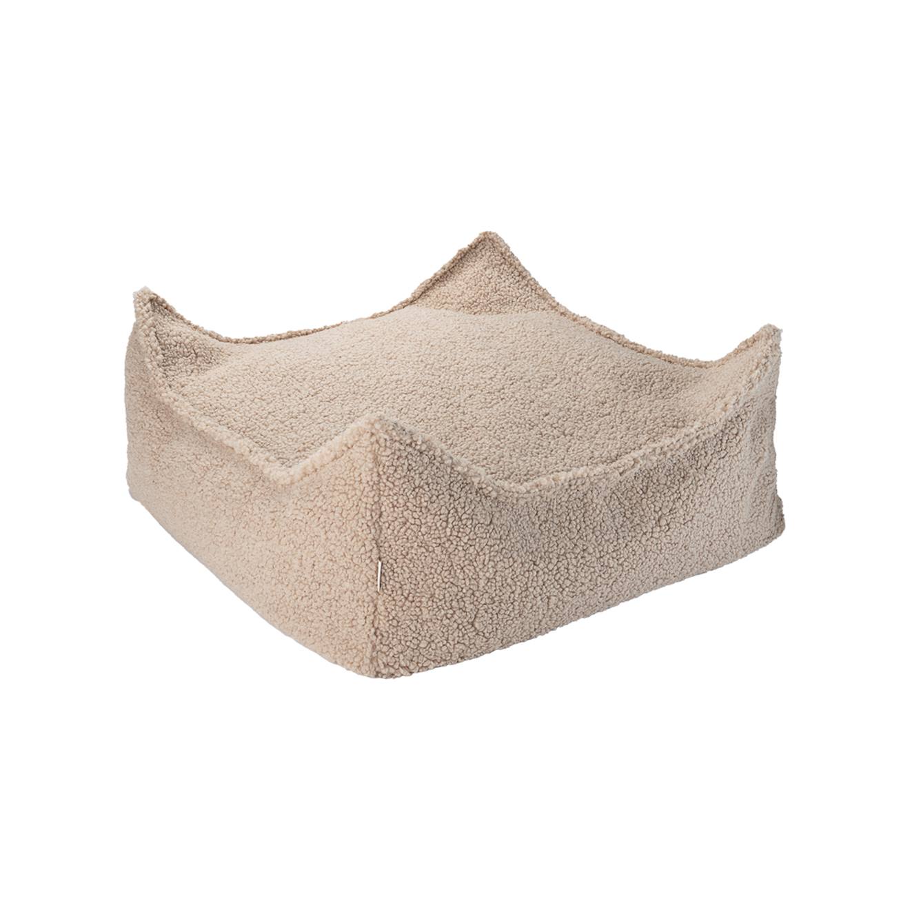 Pouf Enfant Ottoman Carré - Coussin De Sol Déhoussable En Teddy Biscuit (Wigiwama) - Image 1