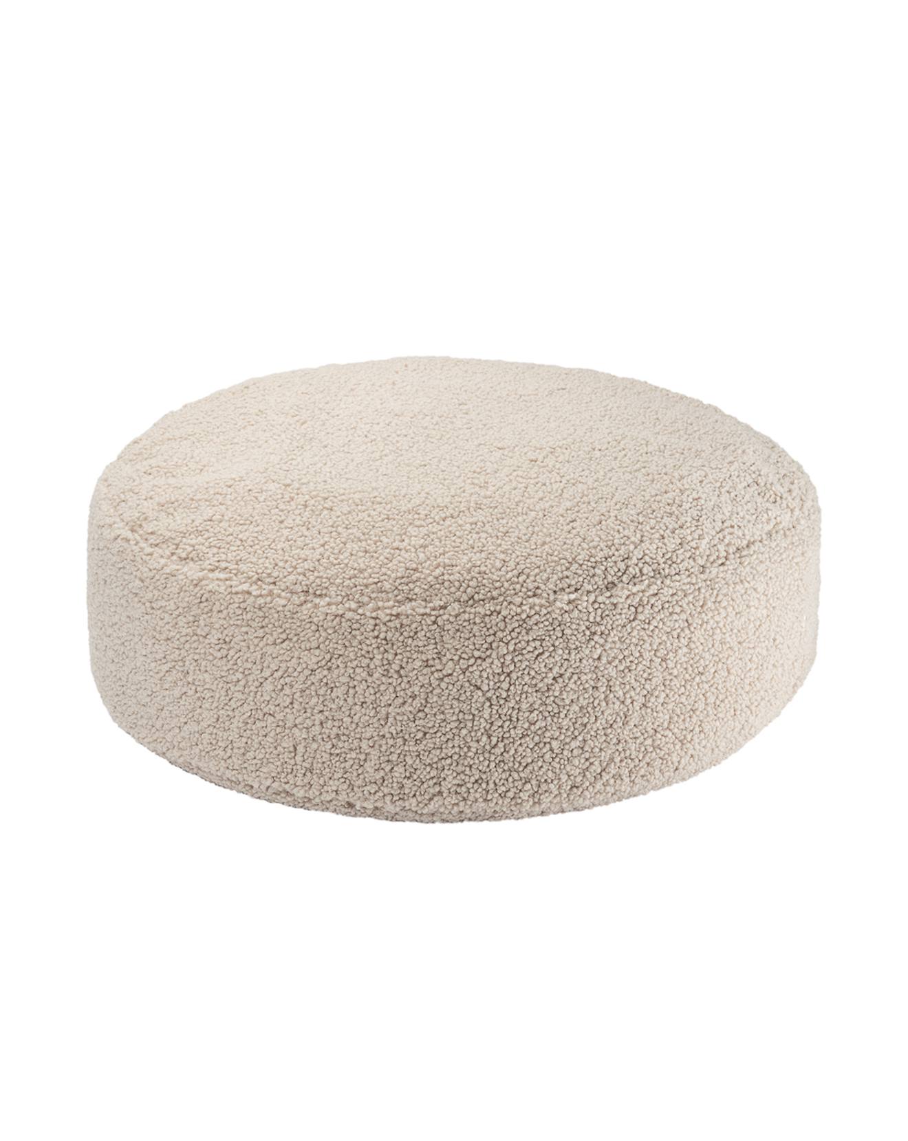 Pouf Enfant Ottoman Rond - Coussin De Sol Déhoussable En Teddy Biscuit