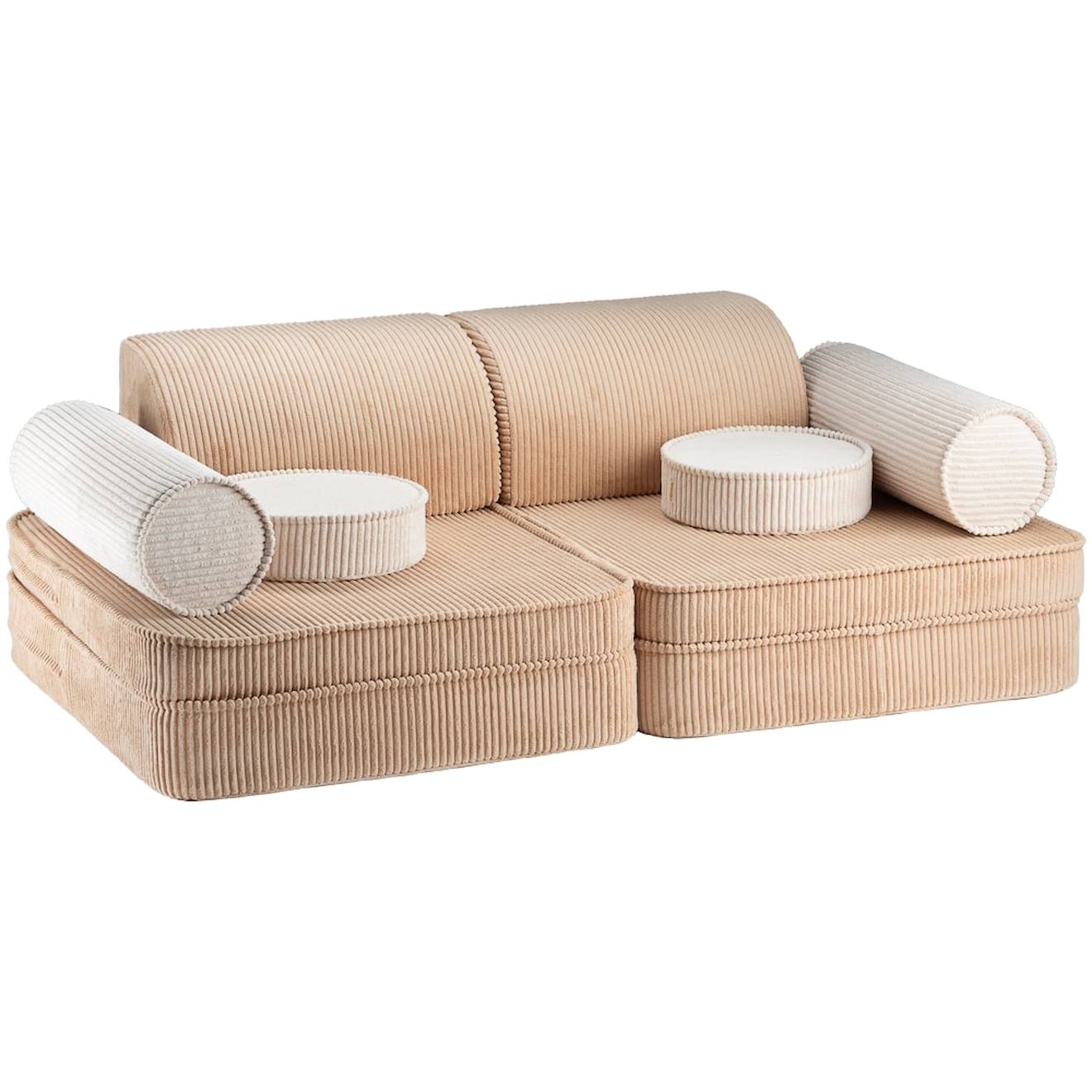 Canapé De Jeu Modulable Enfant - Settee Convertible En Velours Côtelé Brown Sugar