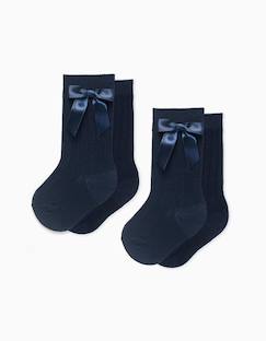 Pack de 2 paires de chaussettes hautes côtelées avec nœud  - vertbaudet enfant