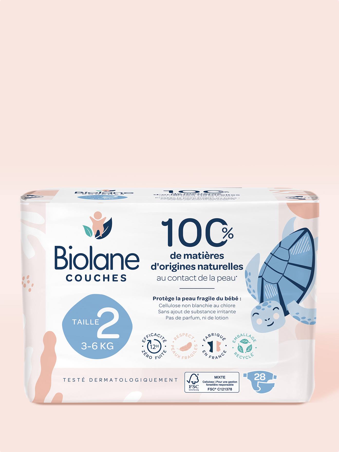 Couches Écologiques Taille 2 De 3 À 6kg - 28 Couches Blanc