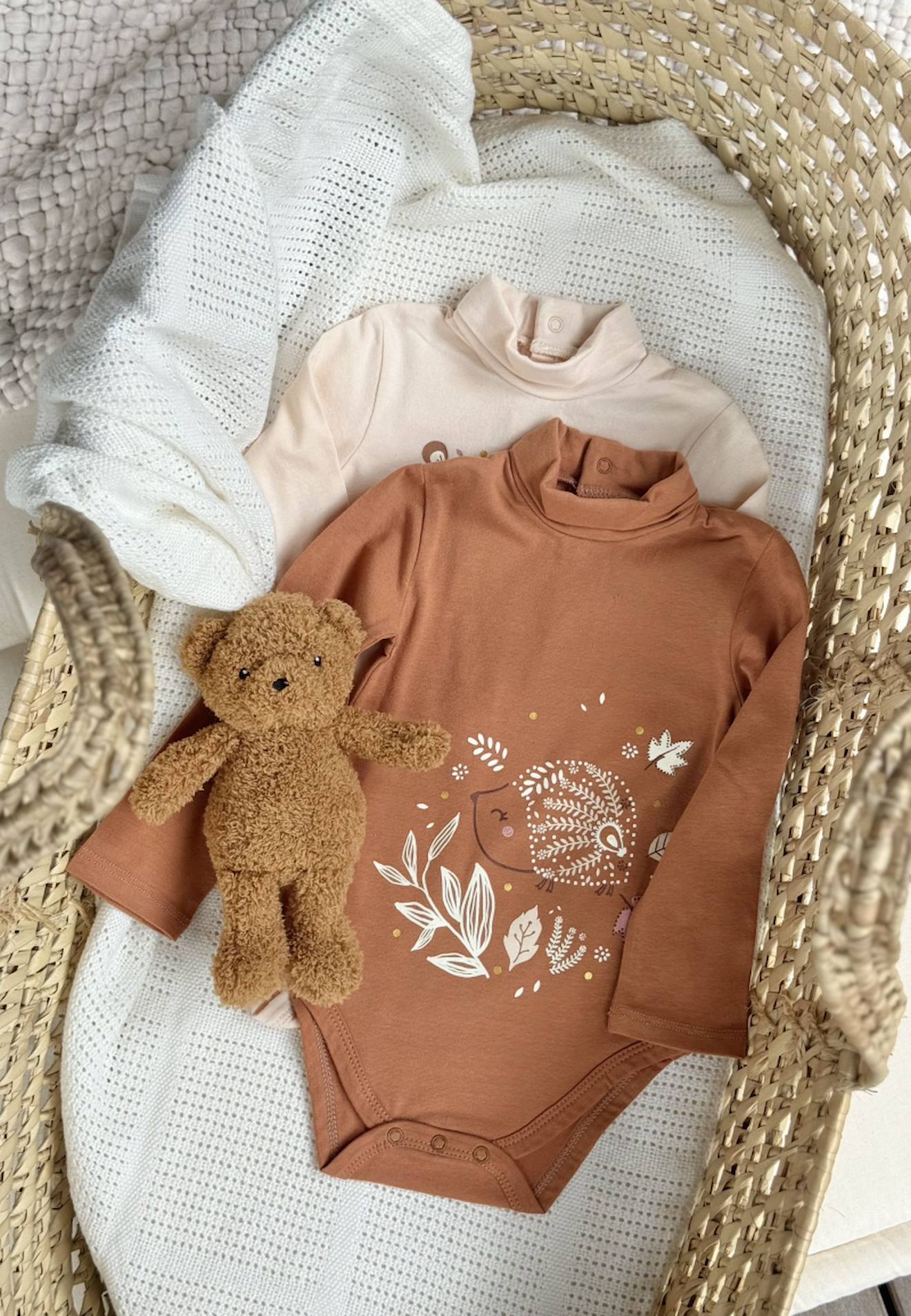 Lot De 2 Bodies Bébé Col Roulé Manches Longues Chincha Camel