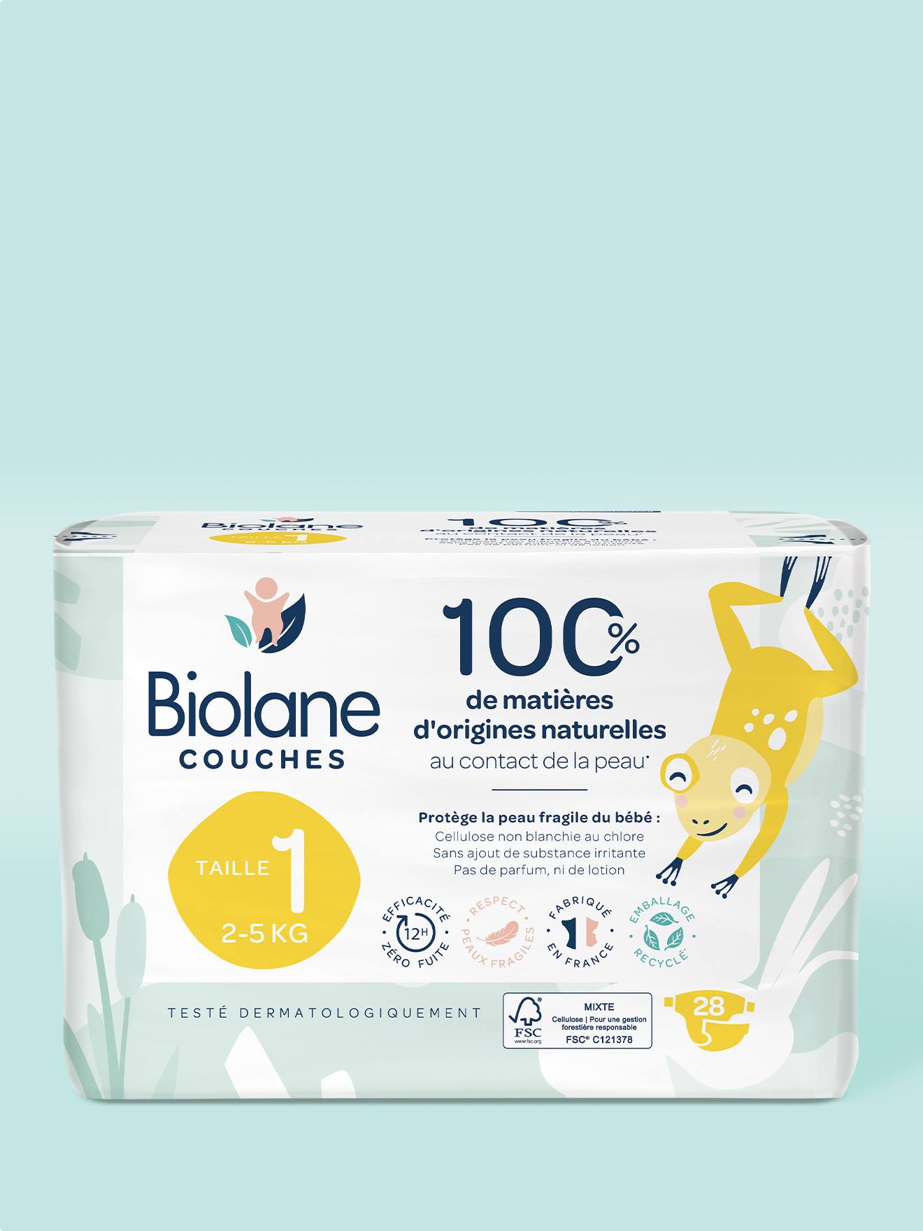 Couches écologiques taille 1 de 2 à 5kg blanc