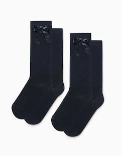 -Pack de 2 paires de chaussettes hautes côtelées avec nœud