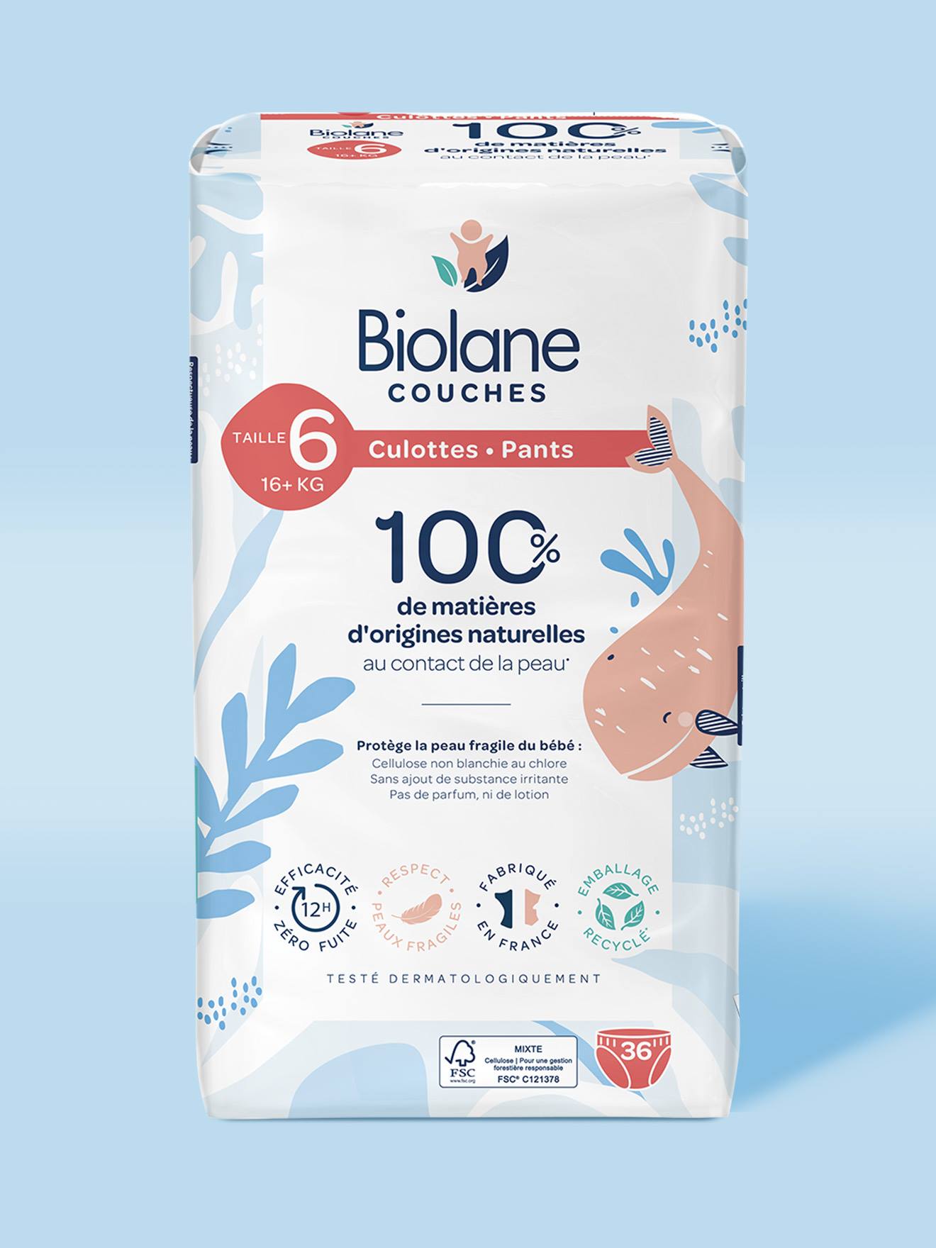 Couches Culottes Écologiques Taille 6 16+kg Blanc