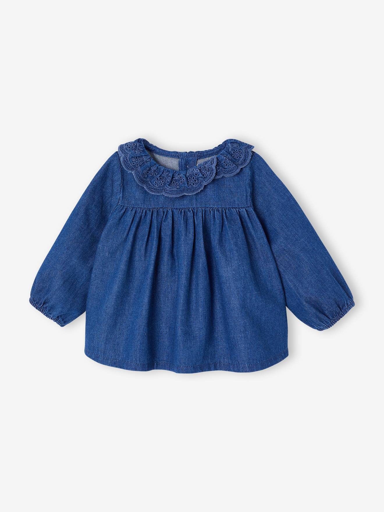 Blouse bébé fille en denim stone