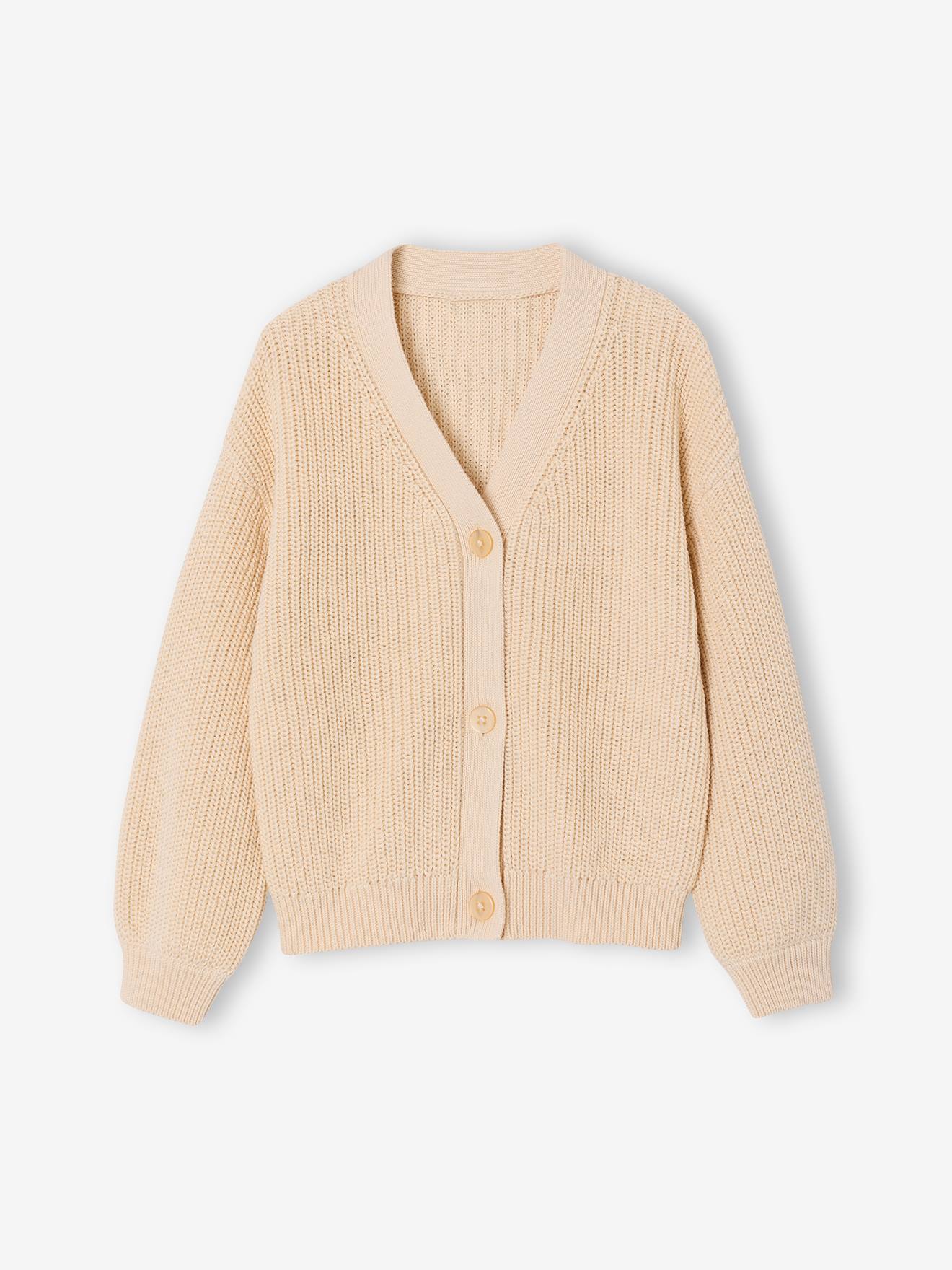 Gilet fille en cte perle vanille 10 €