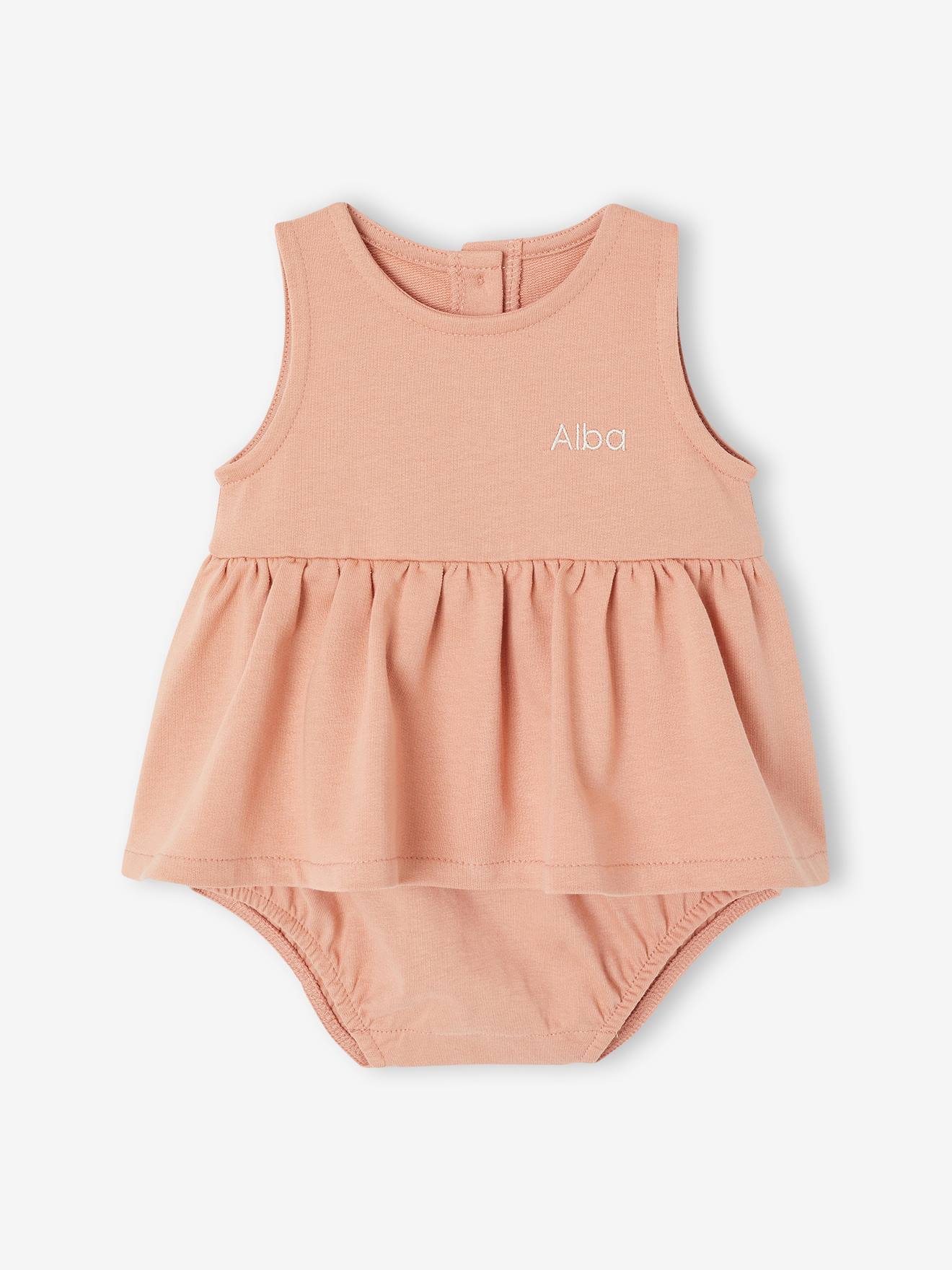 Robe bébé naissance avec body intégré vieux rose