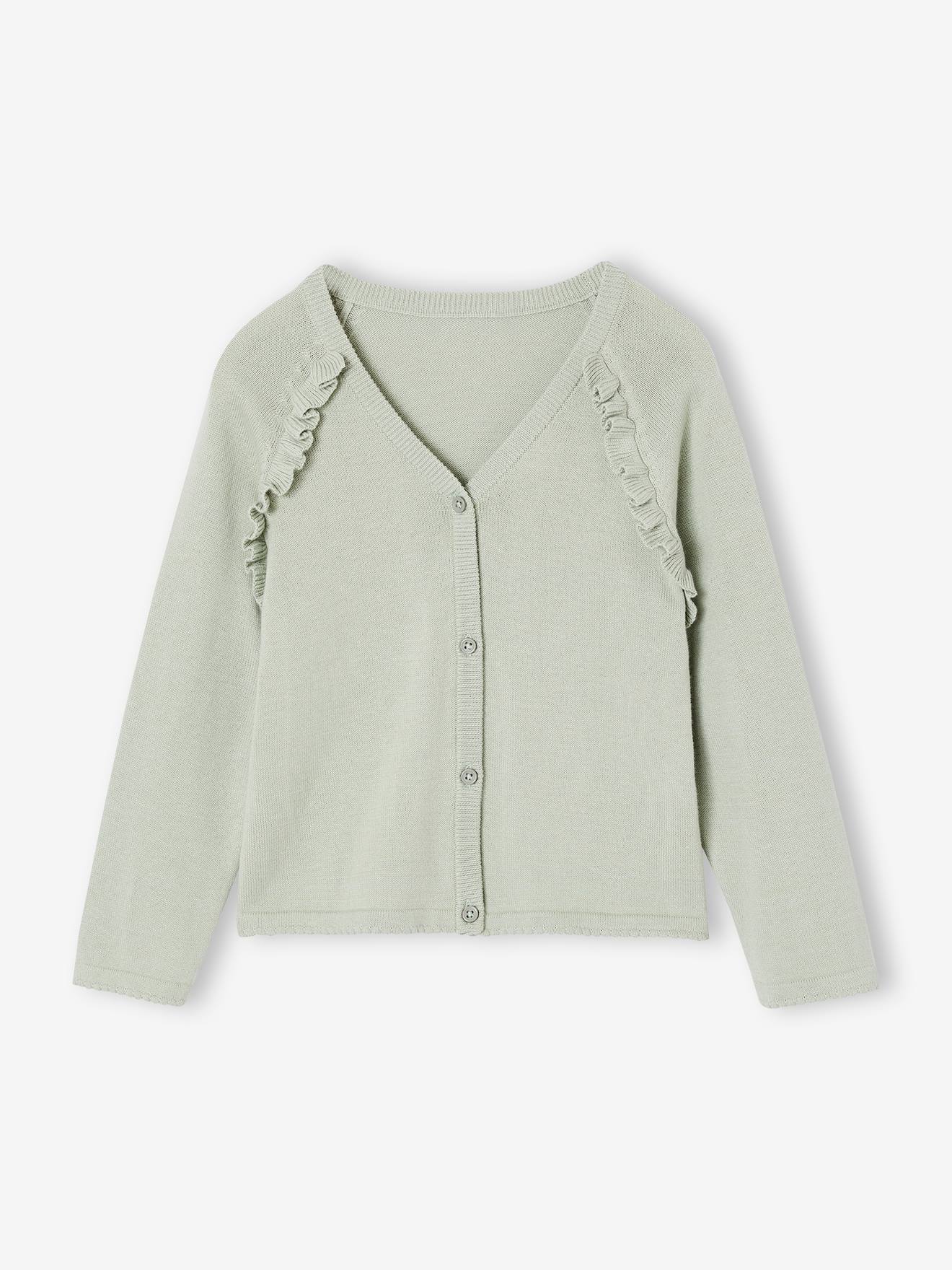 Gilet fille à volants cérémonie vert