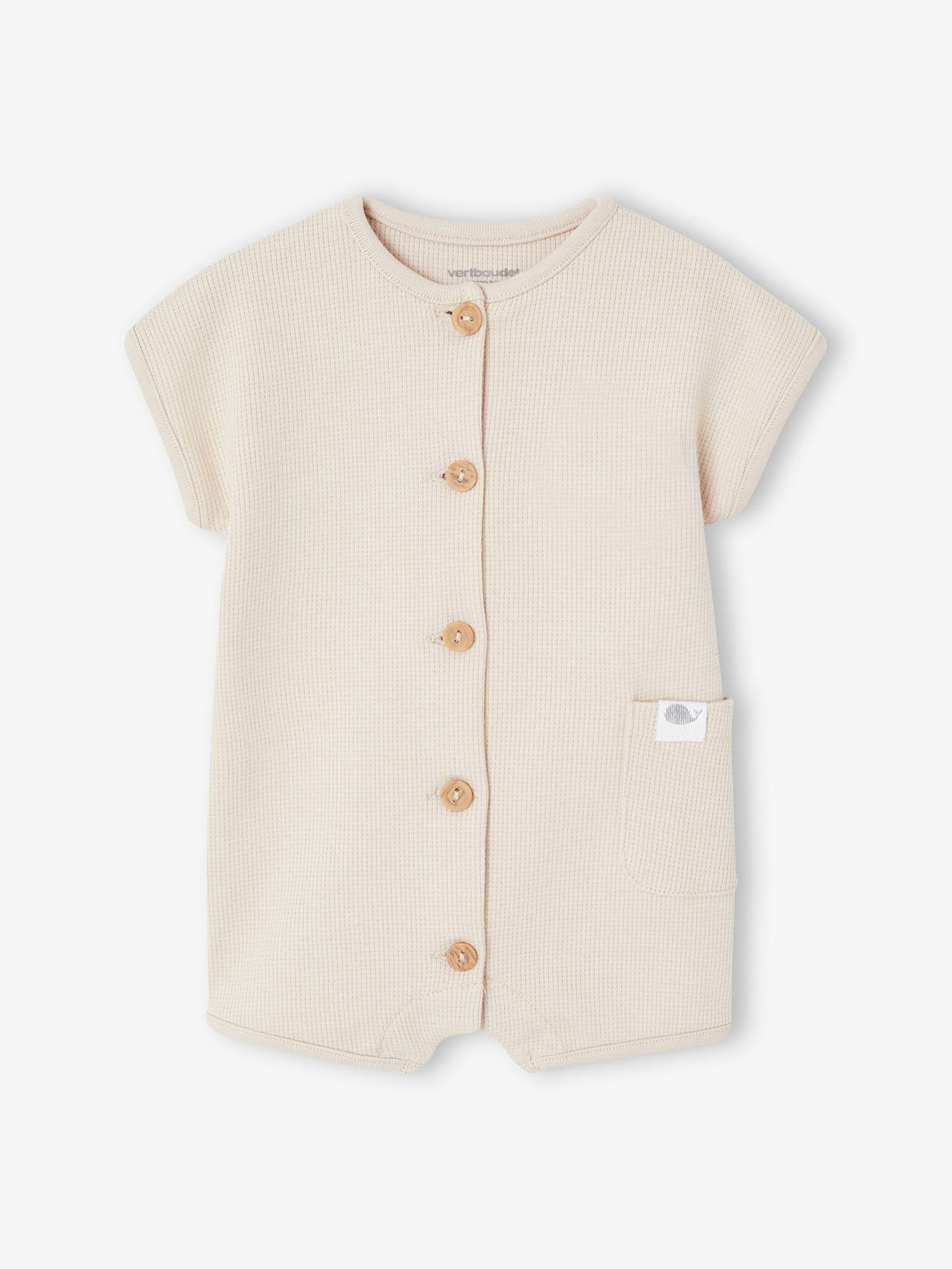 Combinaison bébé maille nid d abeille personnalisable argile