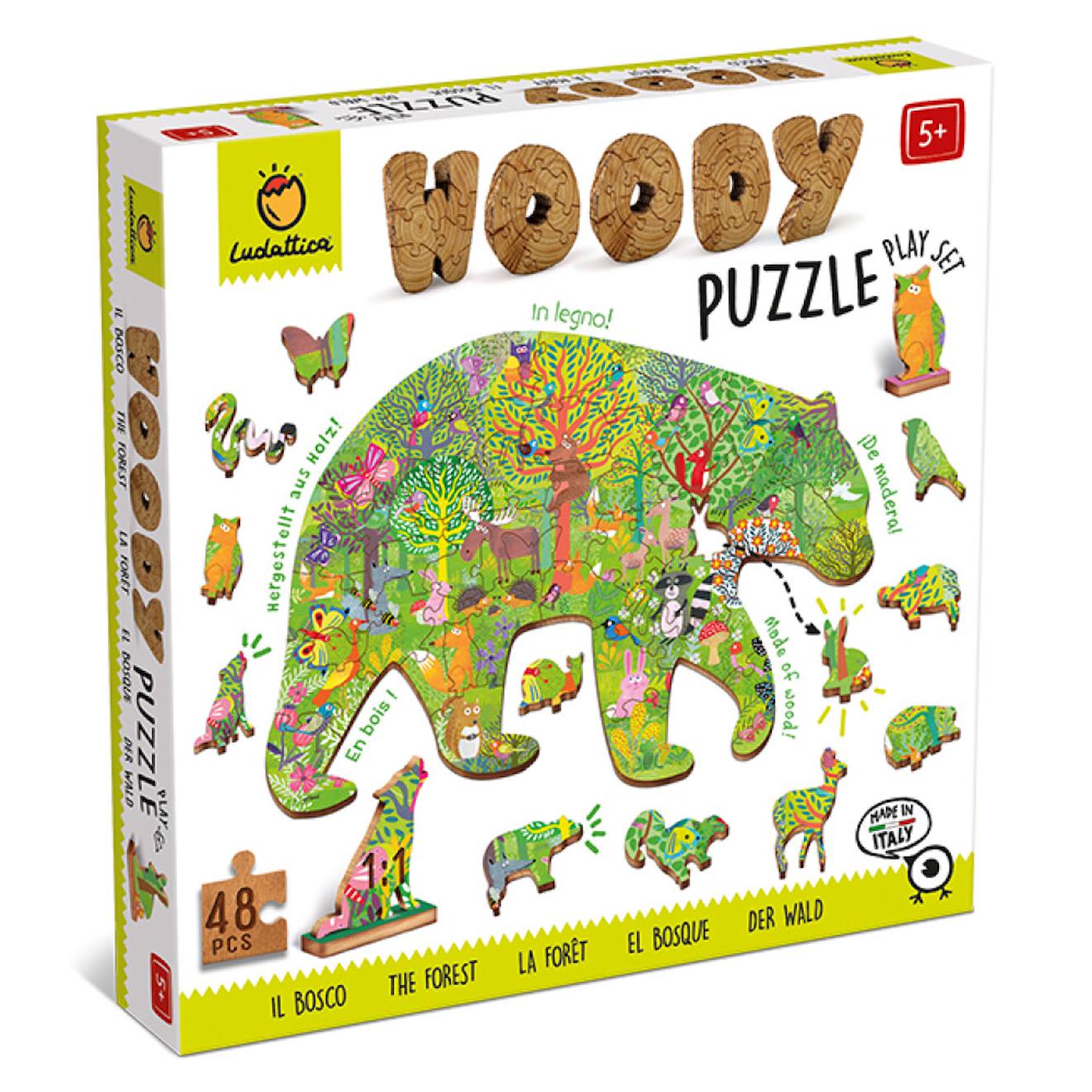 Puzzle En Bois Paysage Avec 12 Animaux À Placer – Jeu Éducatif Multicolor
