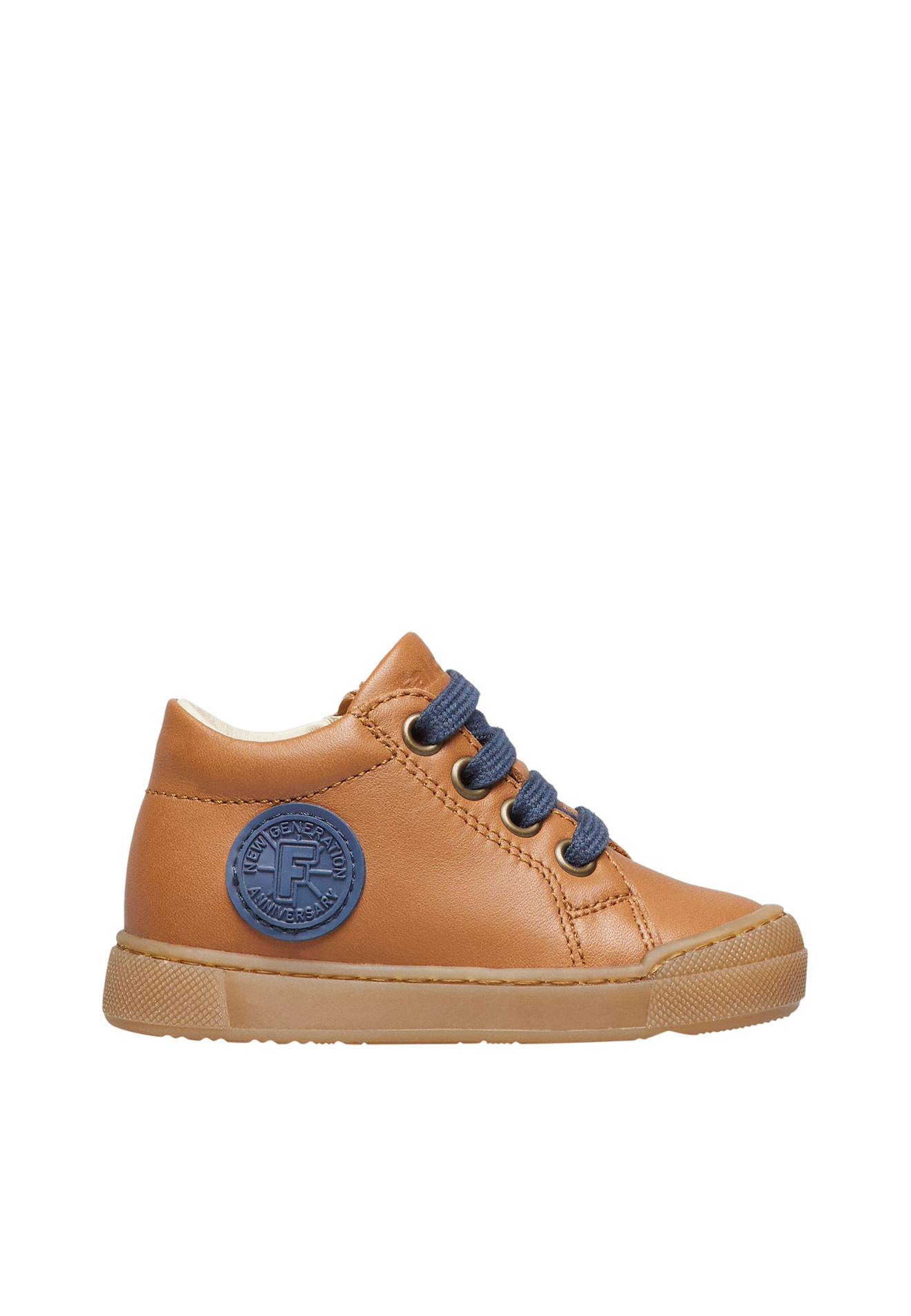 Baskets En Cuir Alstro Zip Cognac-bleu-