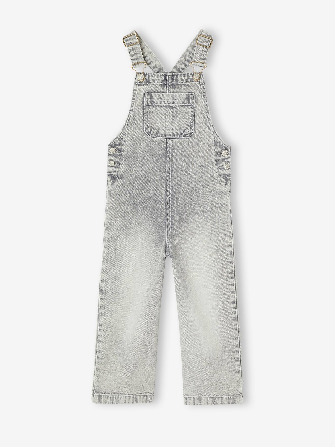 Salopette fille large en denim denim gris