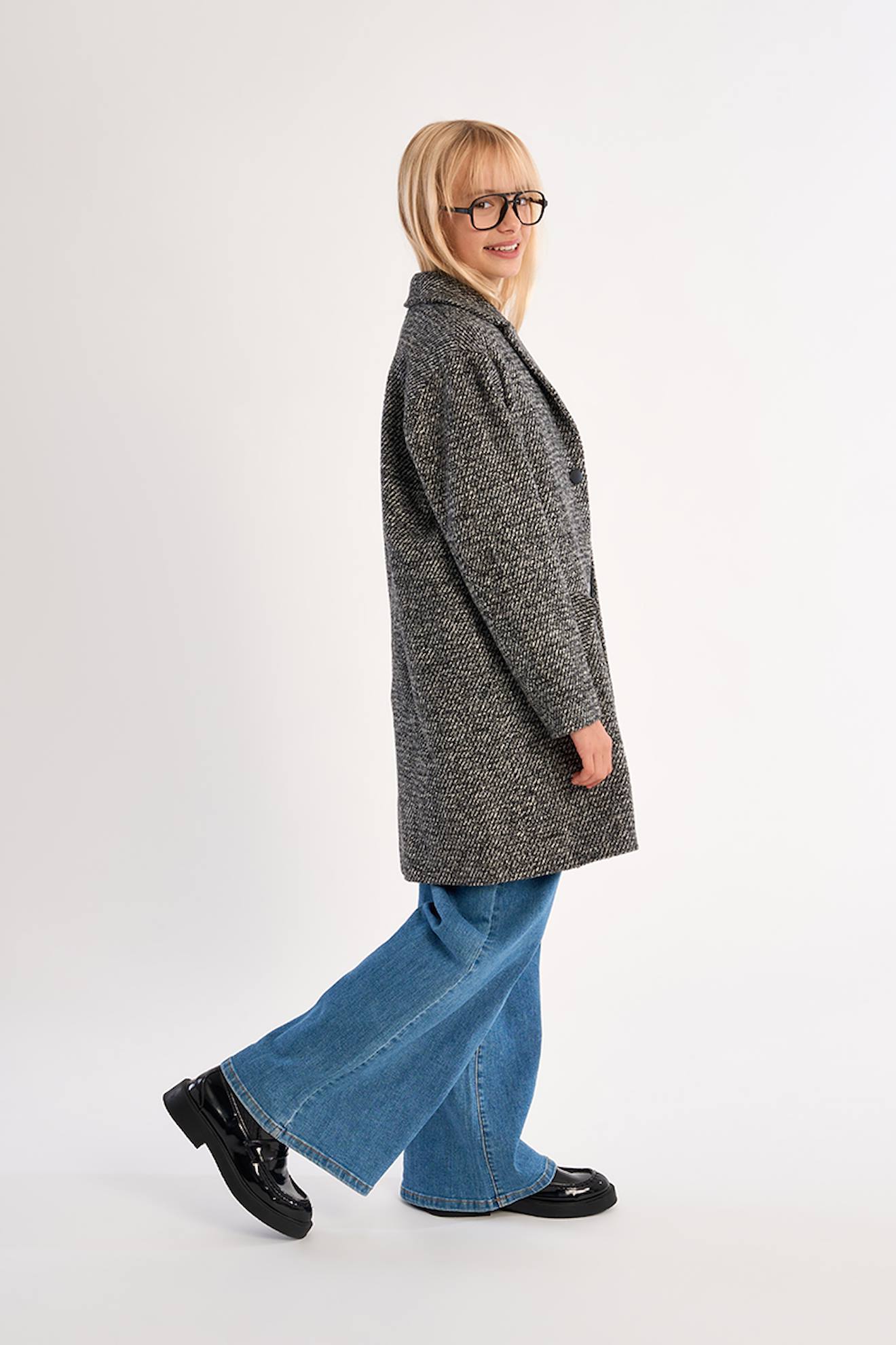 Manteau Pardessus À Chevrons Noir