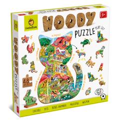 Jouet-Puzzle en bois paysage avec 12 animaux à positionner – Jeu éducatif