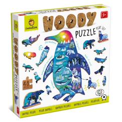 -Puzzle en bois paysage + 12 animaux préformés – Jeu éducatif dès 2 ans