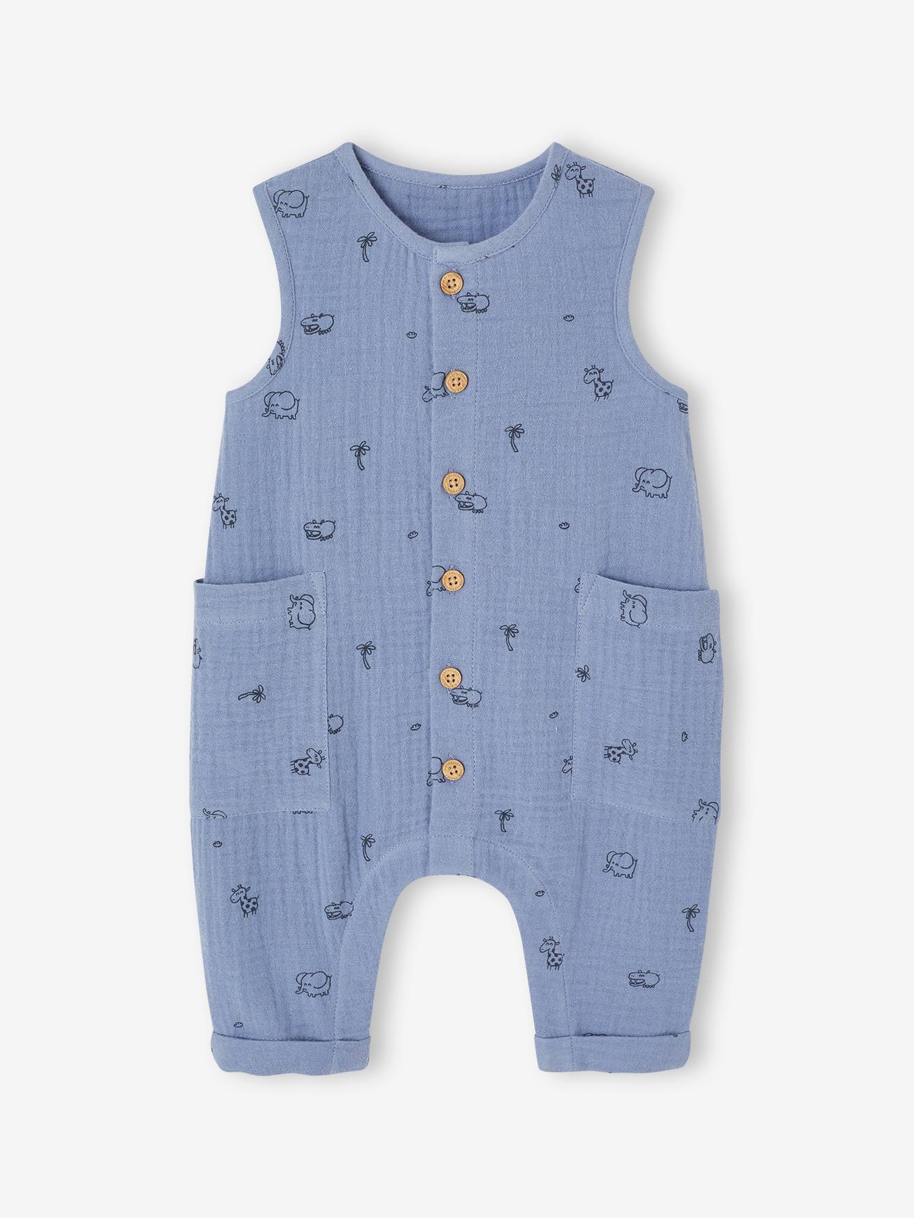 Combinaison en gaze de coton naissance bleu 21 €
