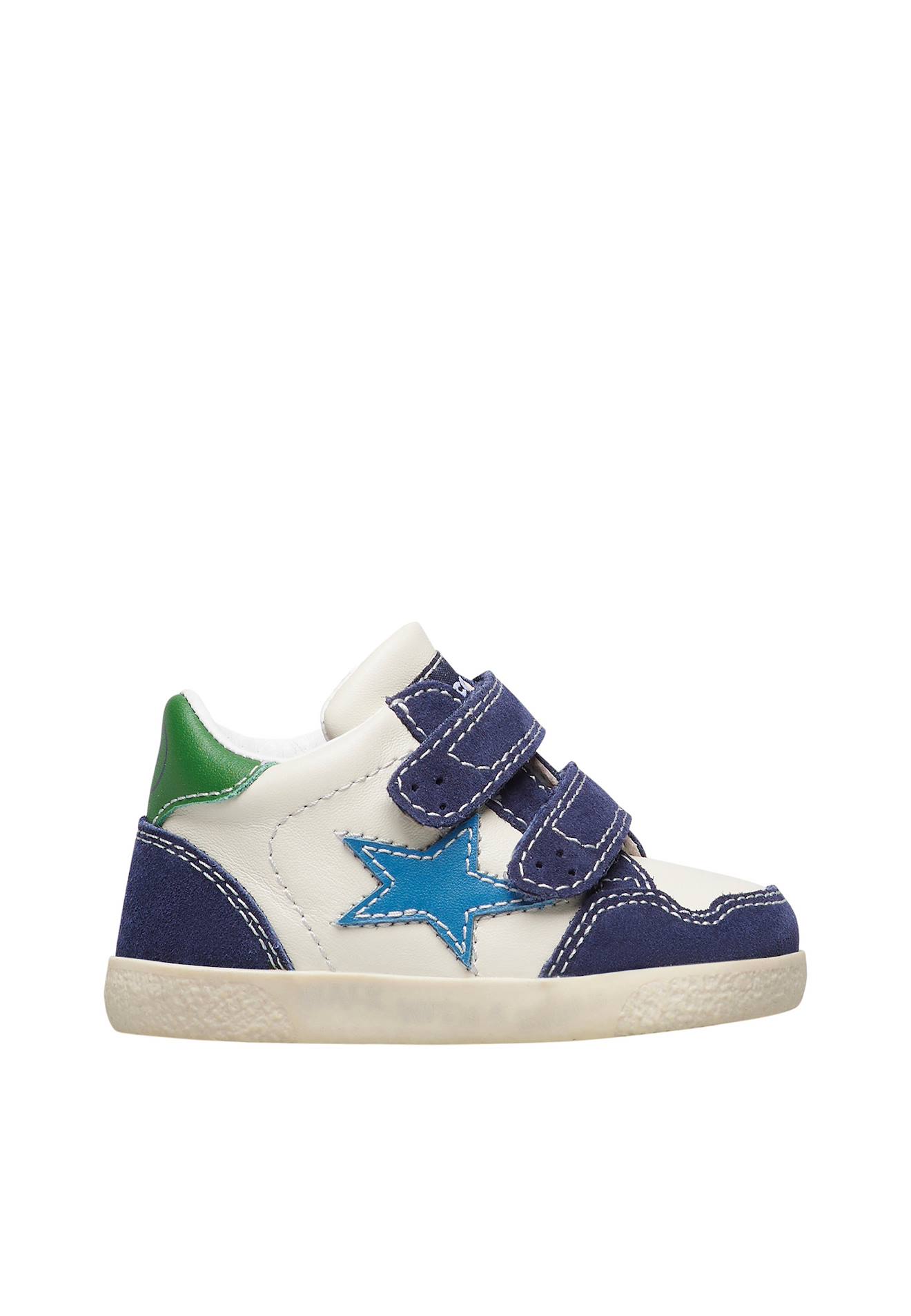 Baskets En Cuir Et Suède Alnoite High 2 Vl. Blanc-bleu-