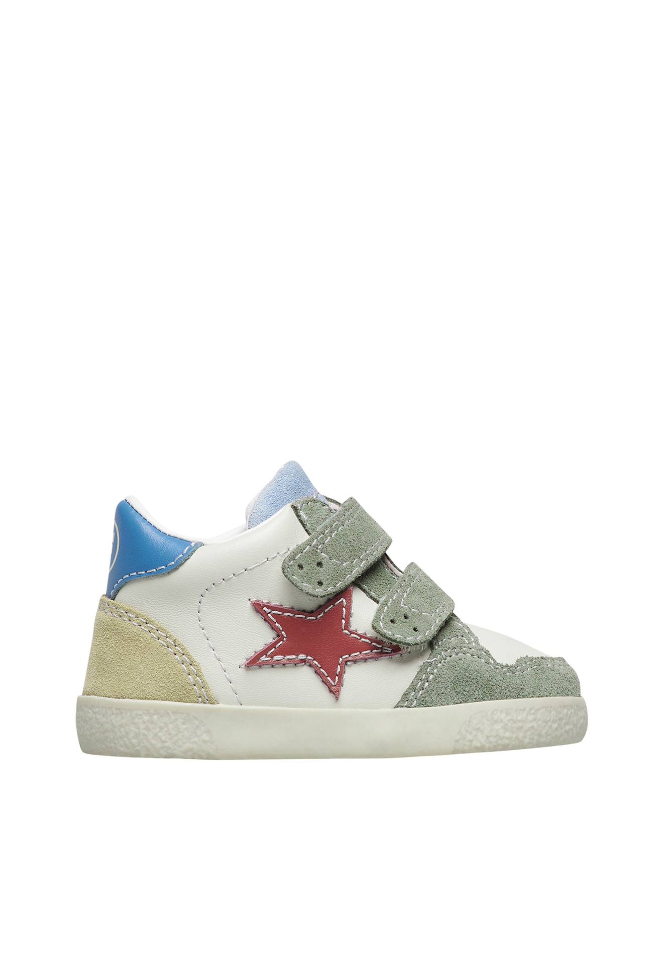 Baskets En Cuir Et Suède Alnoite High 2 Vl. Sauge-blanc-