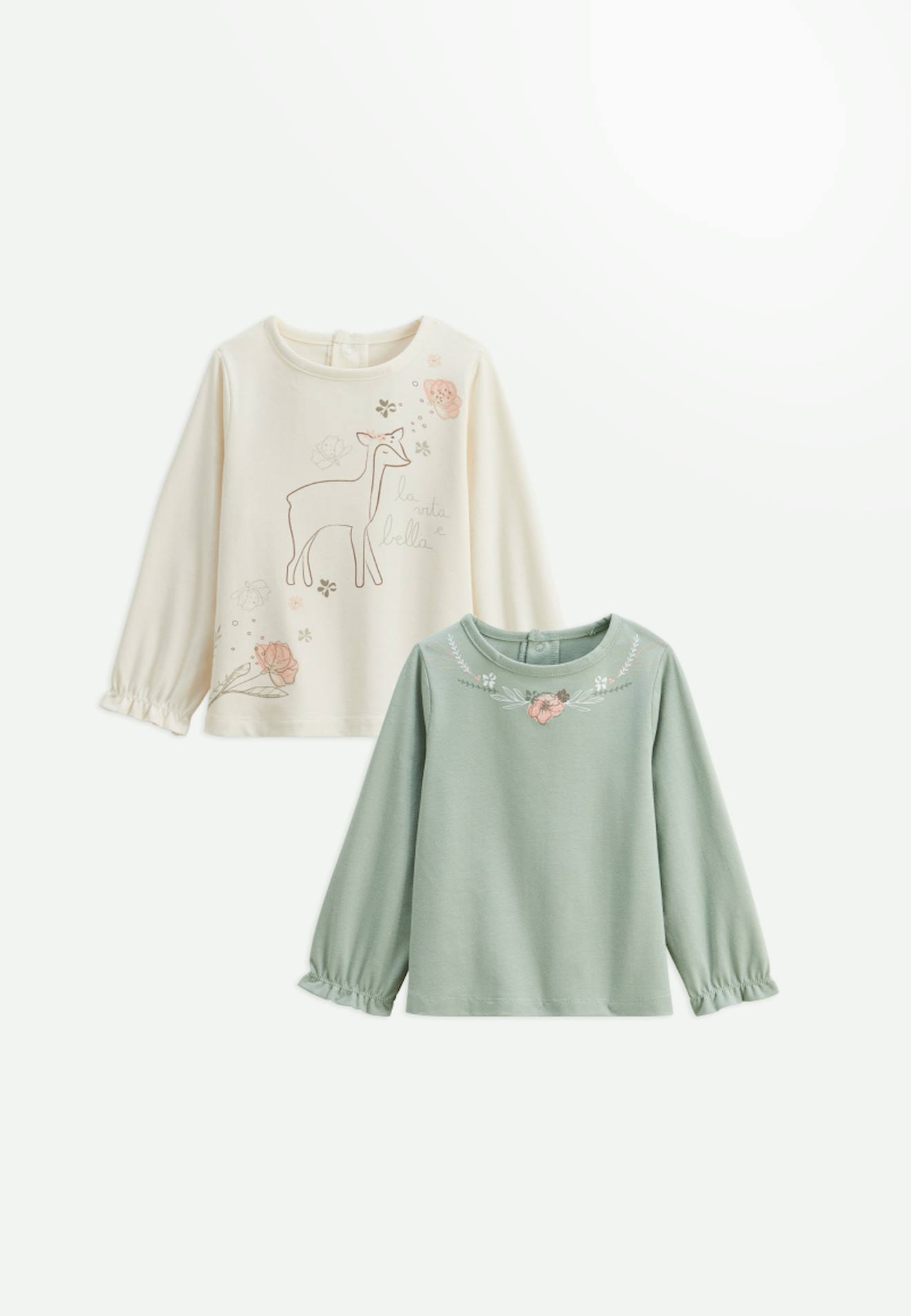 Lot De 2 T-shirts Enfant Manches Longues Lison Vert