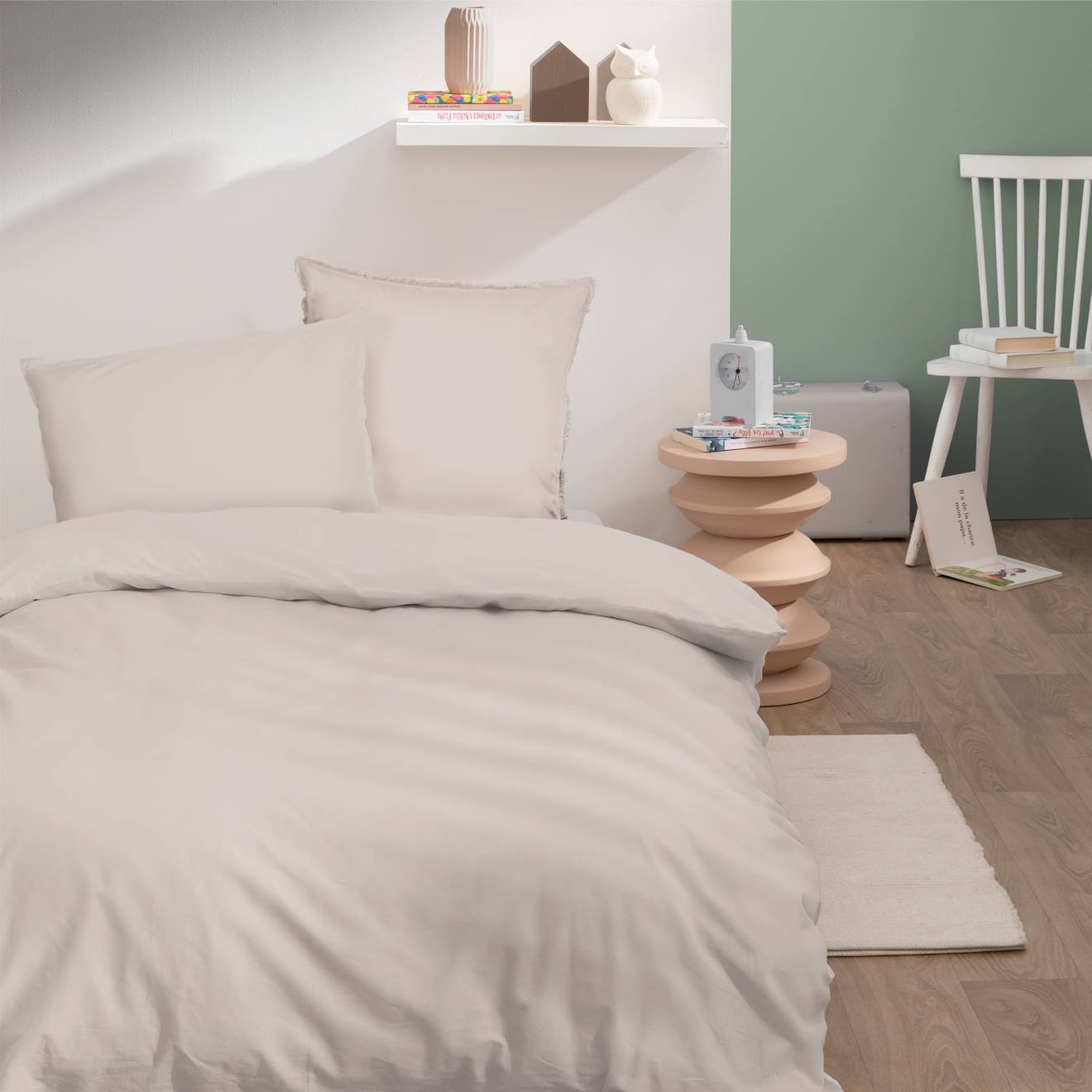 Housse de couette unie en coton, coton lavé lin