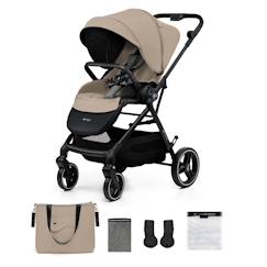 Puériculture-Poussette-Poussette 2 en 1 Kinderkraft YOXI avec Roues Anti-Crevaison, Dossier Réglable, Nacelle Confortable et UPF50+