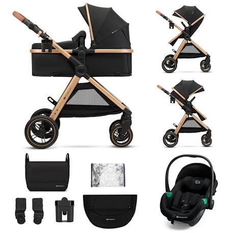 Kinderkraft - Poussette Kinderkraft Esme 3 En 1 Avec Siège Auto Mink Pro I-size, Travel System, Pliage Compact Et Roues Tpe Amorties Noir