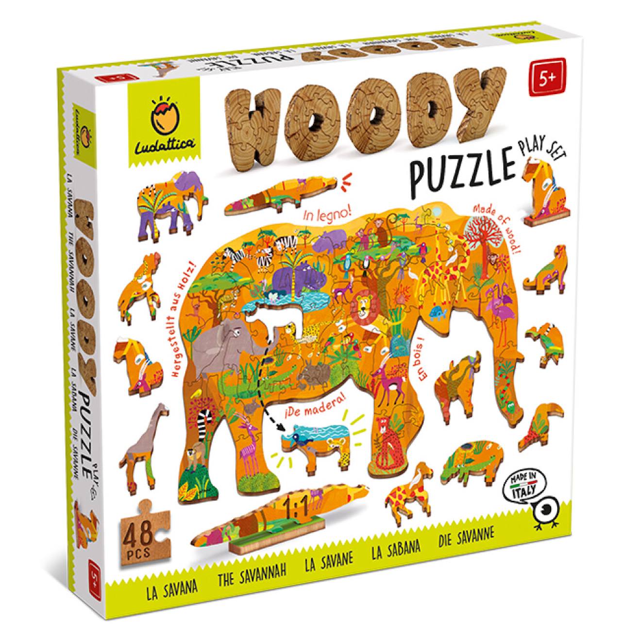 Puzzle En Bois La Savane Avec Animaux À Positionner – Jeu Éducatif Multicolor
