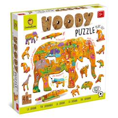 -Puzzle en bois La savane avec animaux à positionner – Jeu éducatif