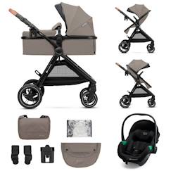 -Poussette Kinderkraft ESME 3 en 1 avec Siège Auto MINK PRO i-Size, Travel System, Pliage Compact et Roues TPE Amorties