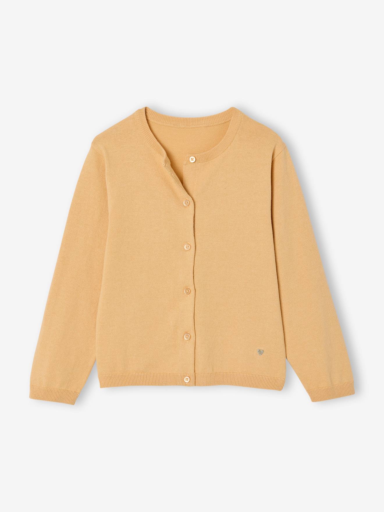 Gilet fille maille fine BASICS jaune