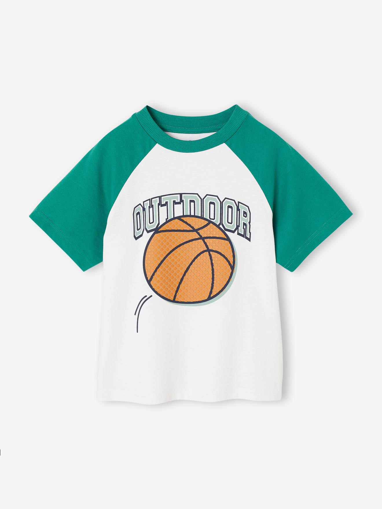 T-shirt garçon manches raglan vert