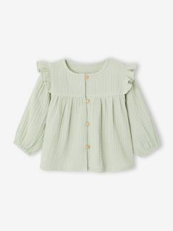 Bébé-Chemise, blouse-Blouse bébé gaze de coton à volants