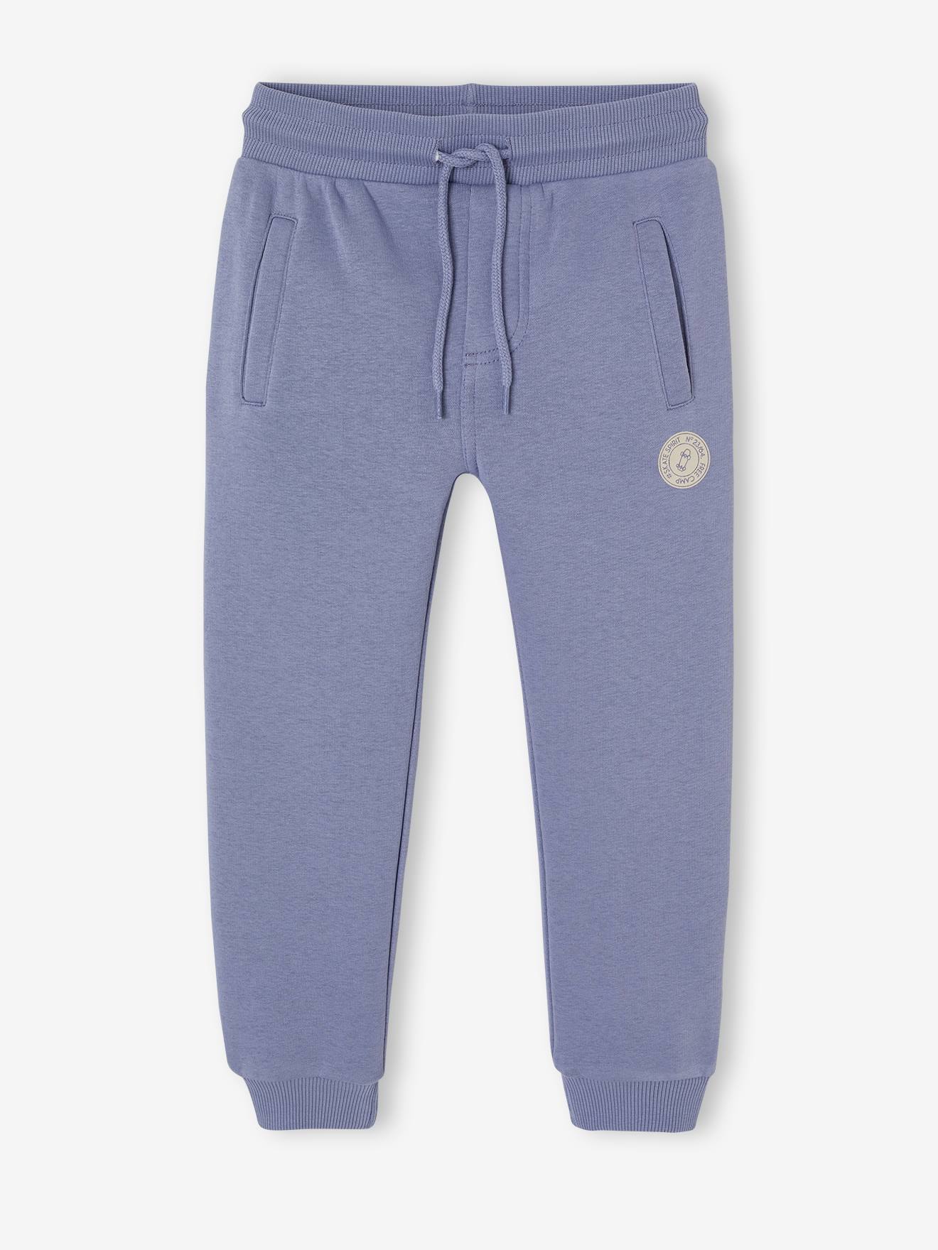 Pantalon jogging garçon en molleton bleu moyen
