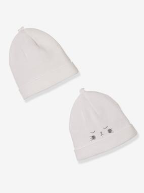 Lot De 2 Bonnets Naissance à Oreilles D'Ours - Vertbaudet | Maille Douce 100% Coton