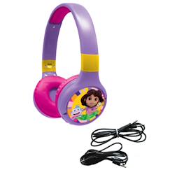 Jouet-Casque 2 en 1 dora bluetooth et filaire avec limitation de son