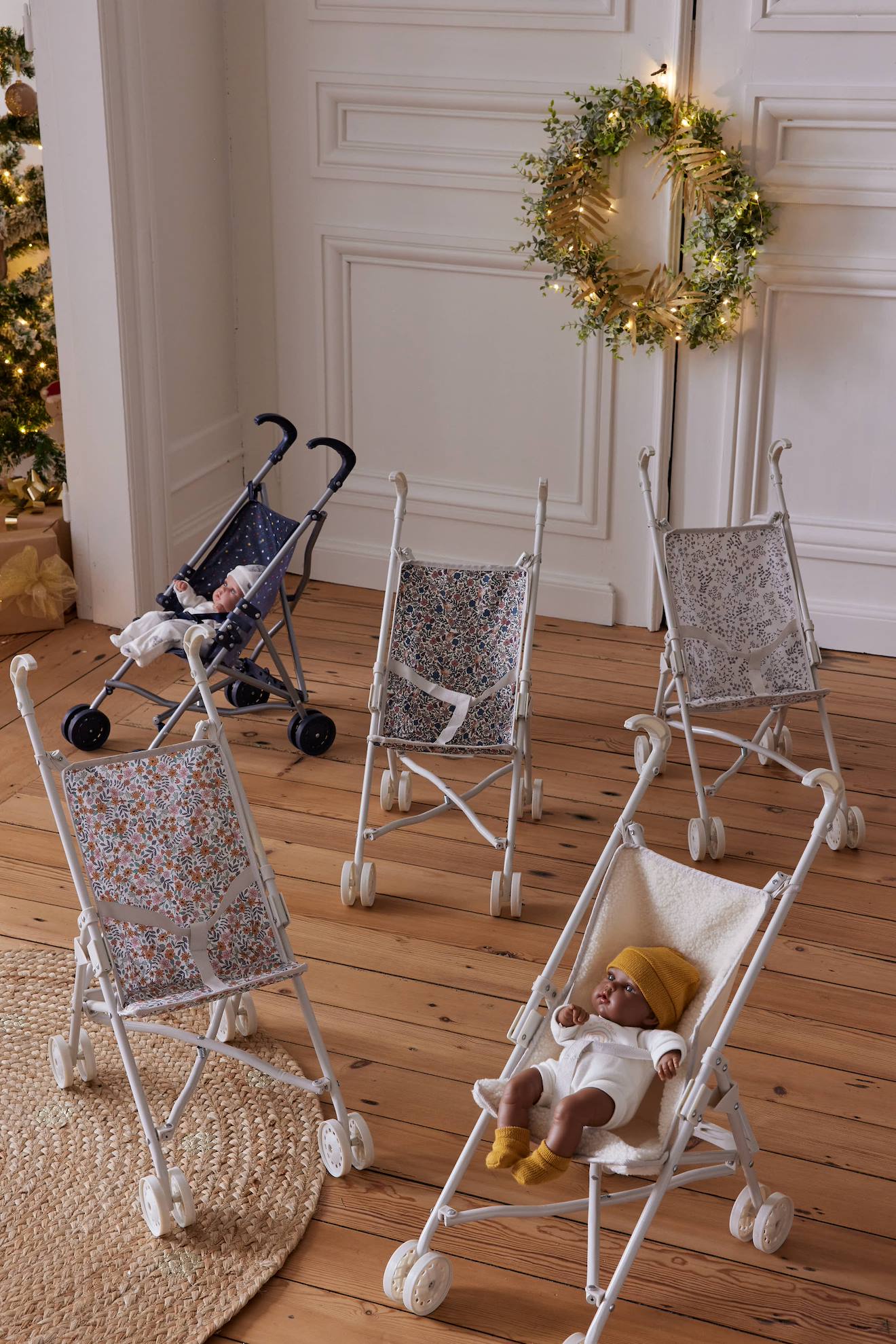 Poussette-canne pour poupon retro flowers