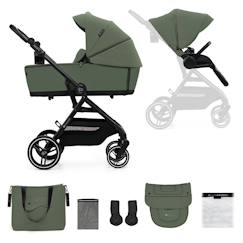 Puériculture-Poussette-Poussette 2 en 1 Kinderkraft YOXI avec Nacelle Pliable, Siège Réversible, Roues Increvables et UPF50+