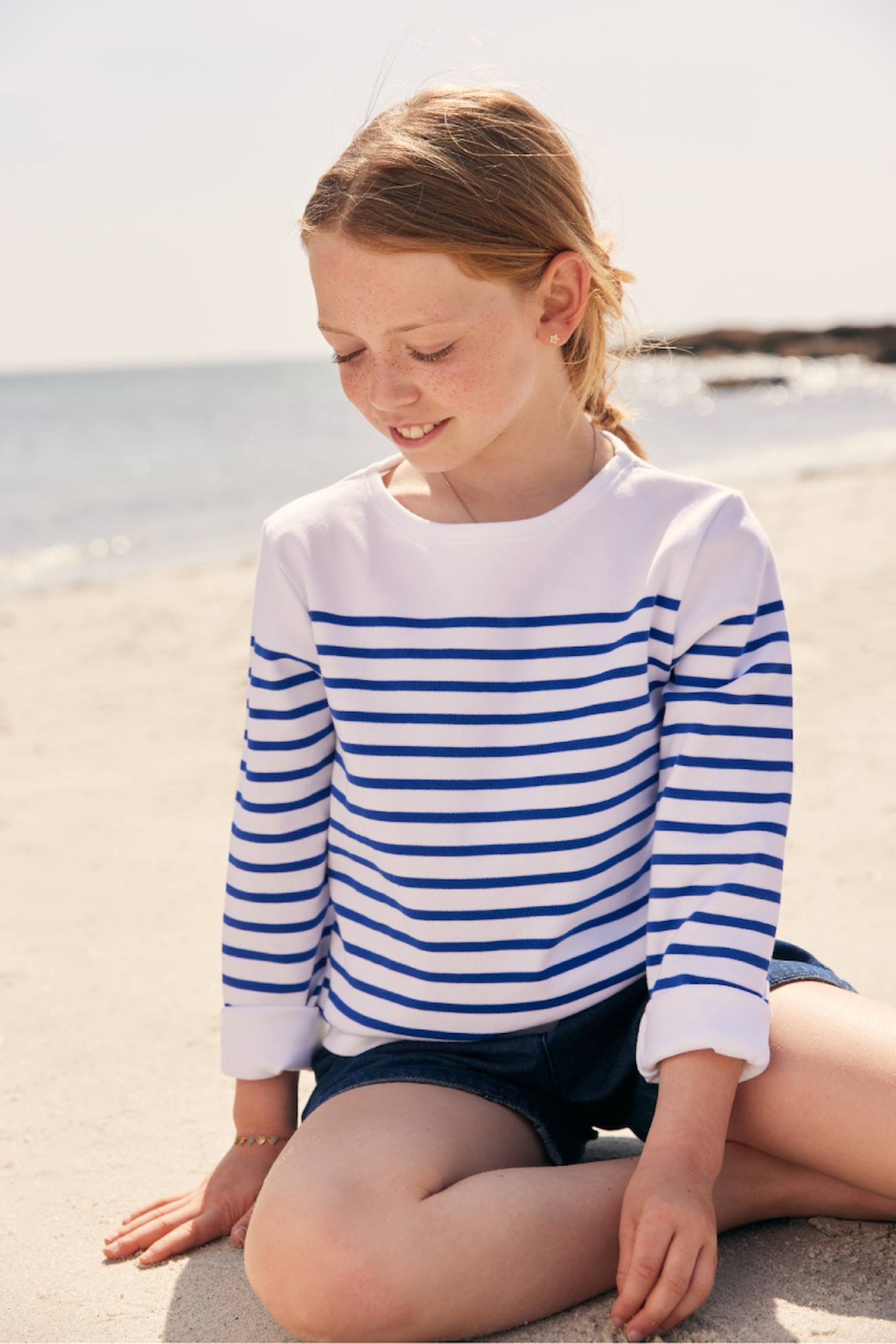 Marinière Col Bateau En Coton Amiral Enfant Blanc/etoile