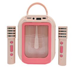 Jouet-Karaoke bluetooth rose avec 2 micros sans fil