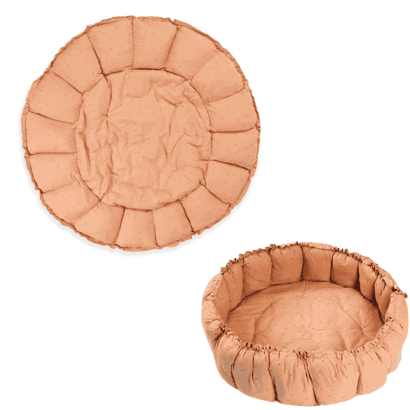 Tapis D'éveil & Sac À Jouets 3 En 1 Bloom En Coton Rose