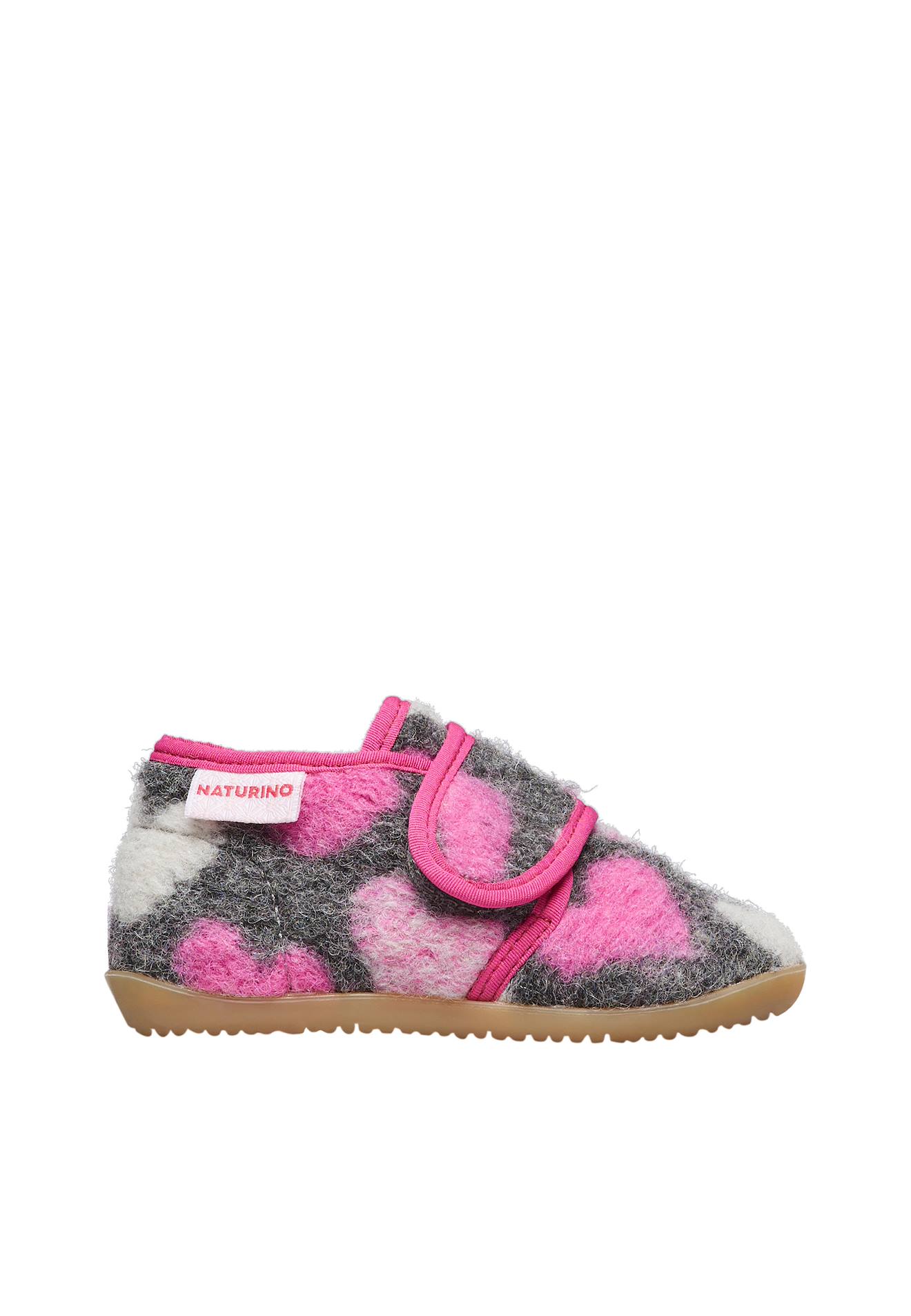 Chaussons Enfant En Tissu Gris-fuchsia