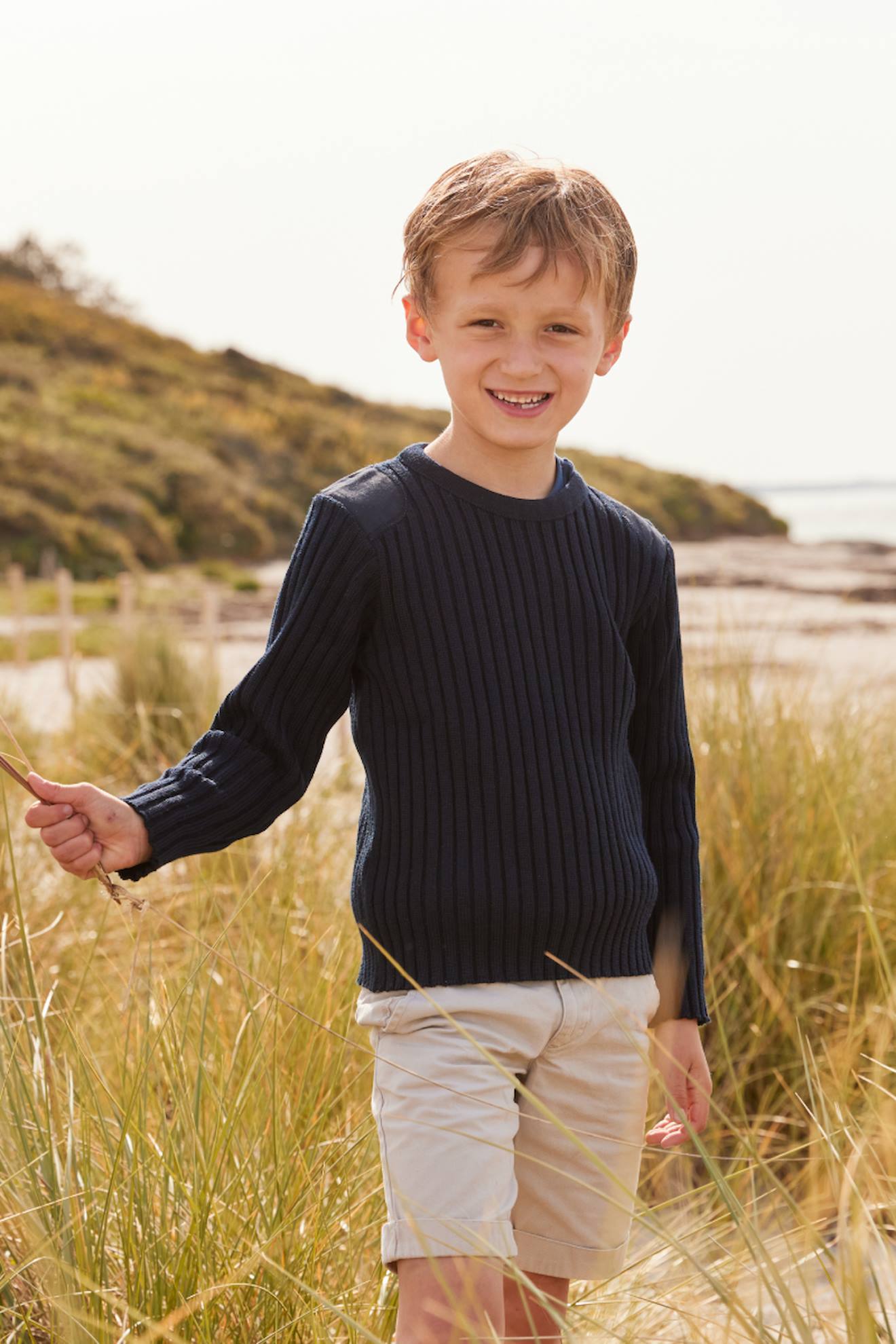 Pull Marin Col Rond À Boutons Binic Enfant Navire