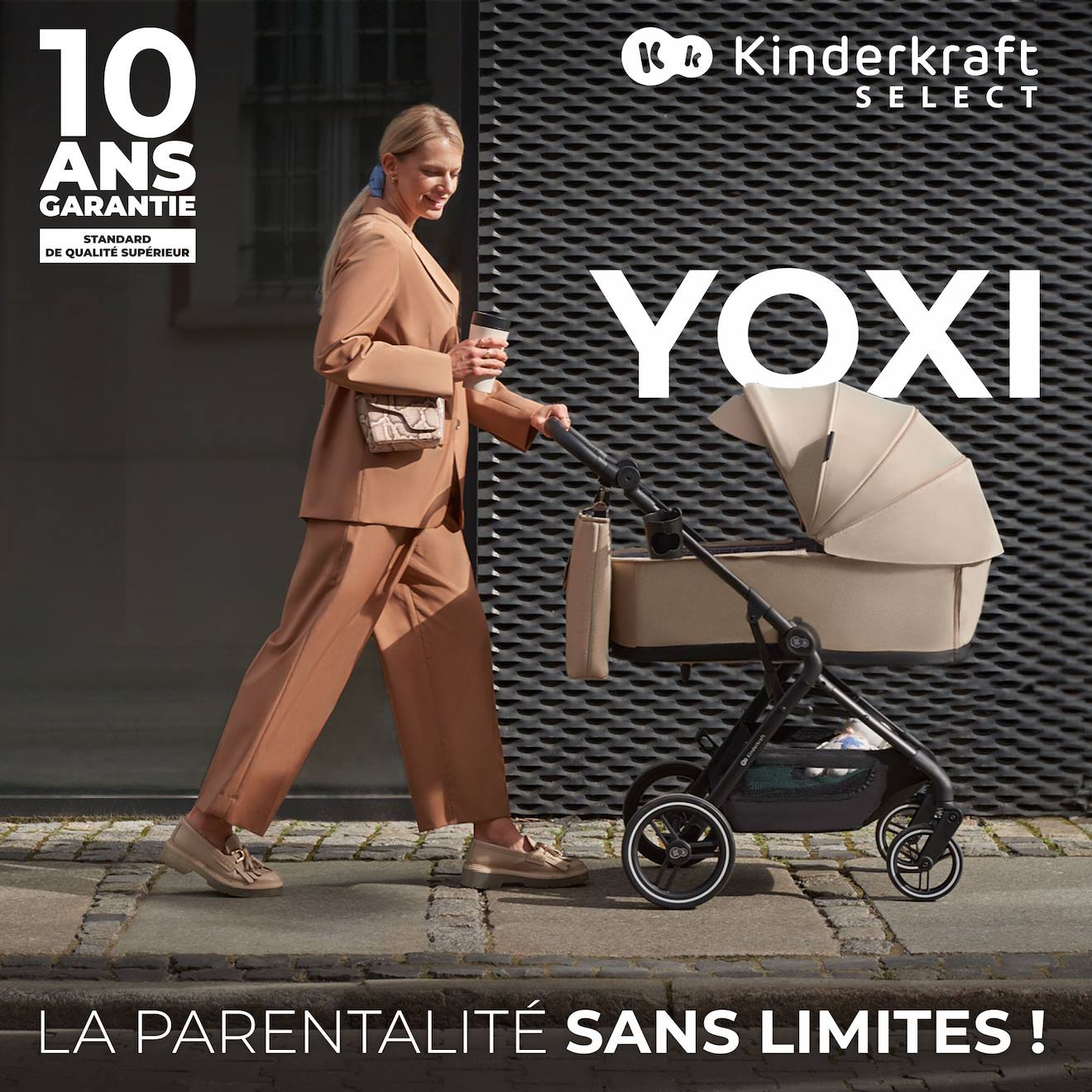 Poussette 2 En 1 Kinderkraft Yoxi Avec Nacelle Pliable, Siège Réversible, Roues Increvables Et Upf50+ Beige (Kinderkraft) - Image 1