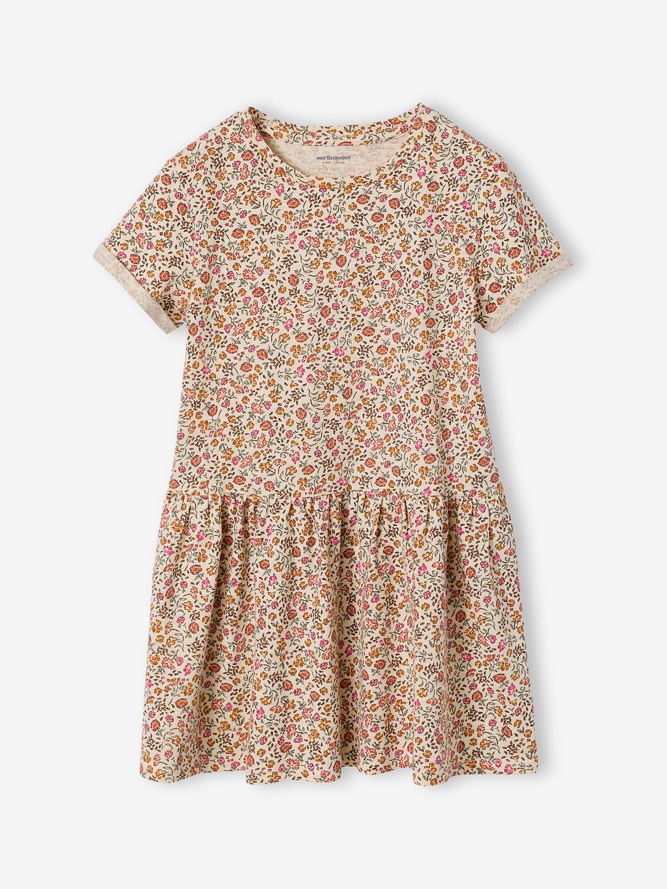 Robe imprime fille manches courtes beige imprim 5 €