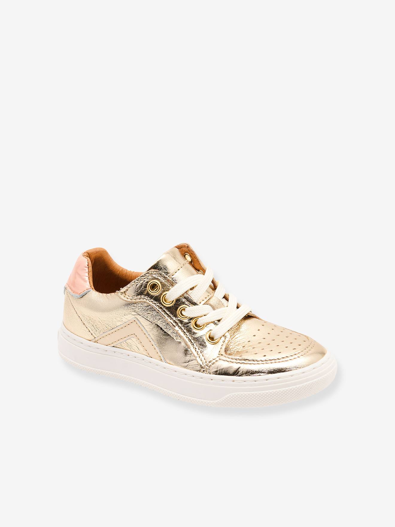 Basket COLIN en cuir avec fermeture éclair et laçage enfant bisgaard doré