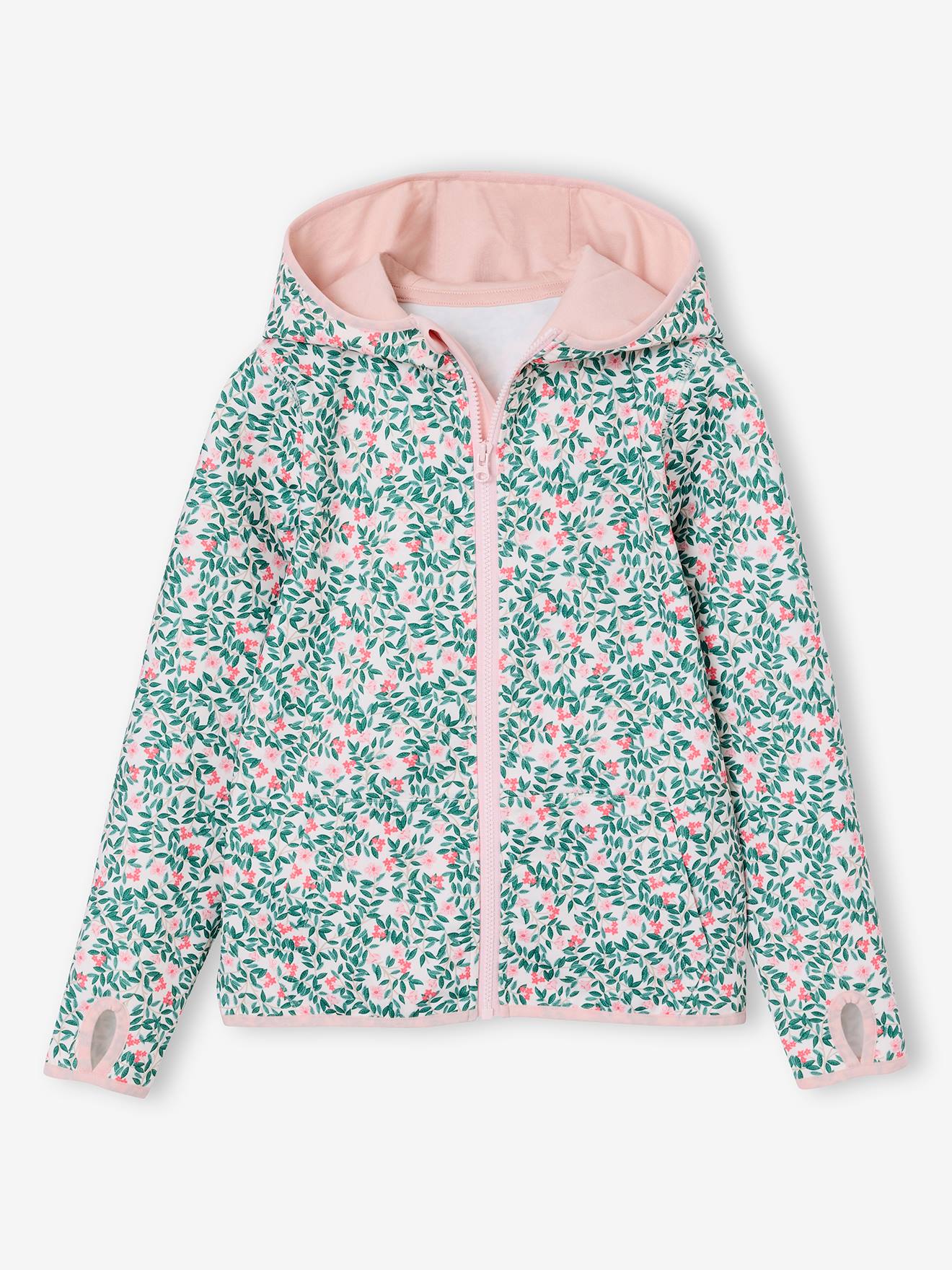 Sweat sport fille zippé écru