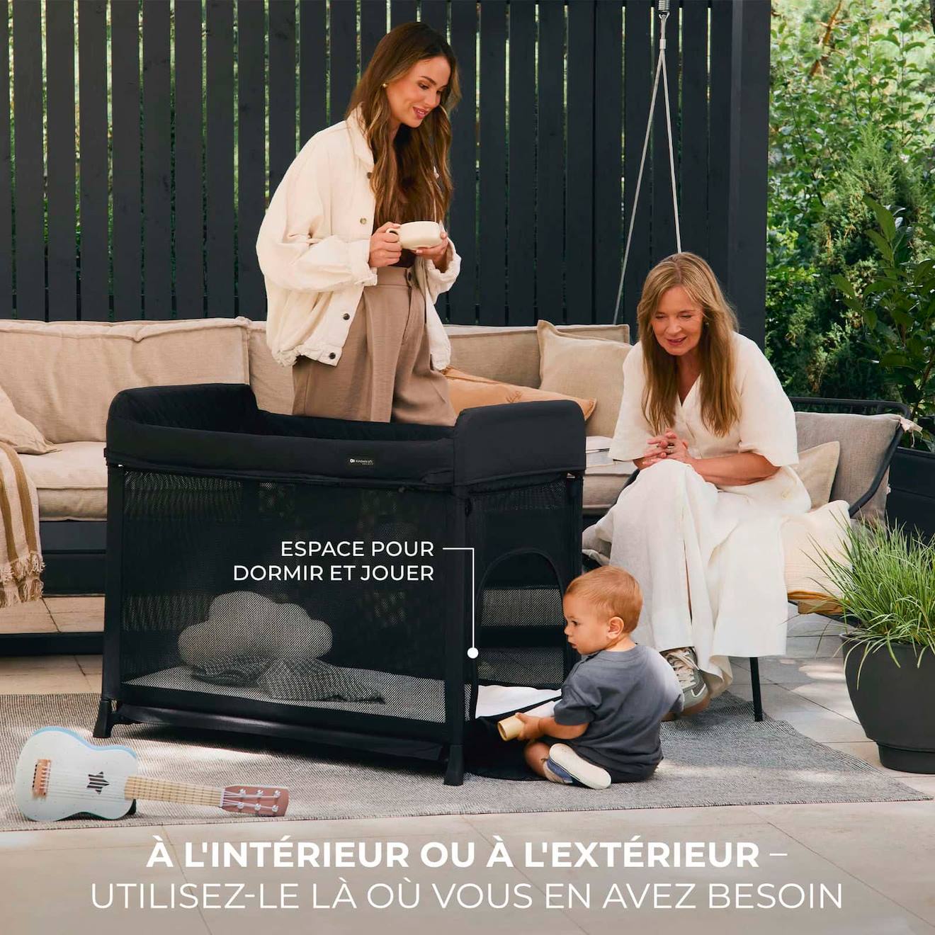 Lit Parapluie Pliable À Deux Niveaux Noir (Kinderkraft) - Image 2