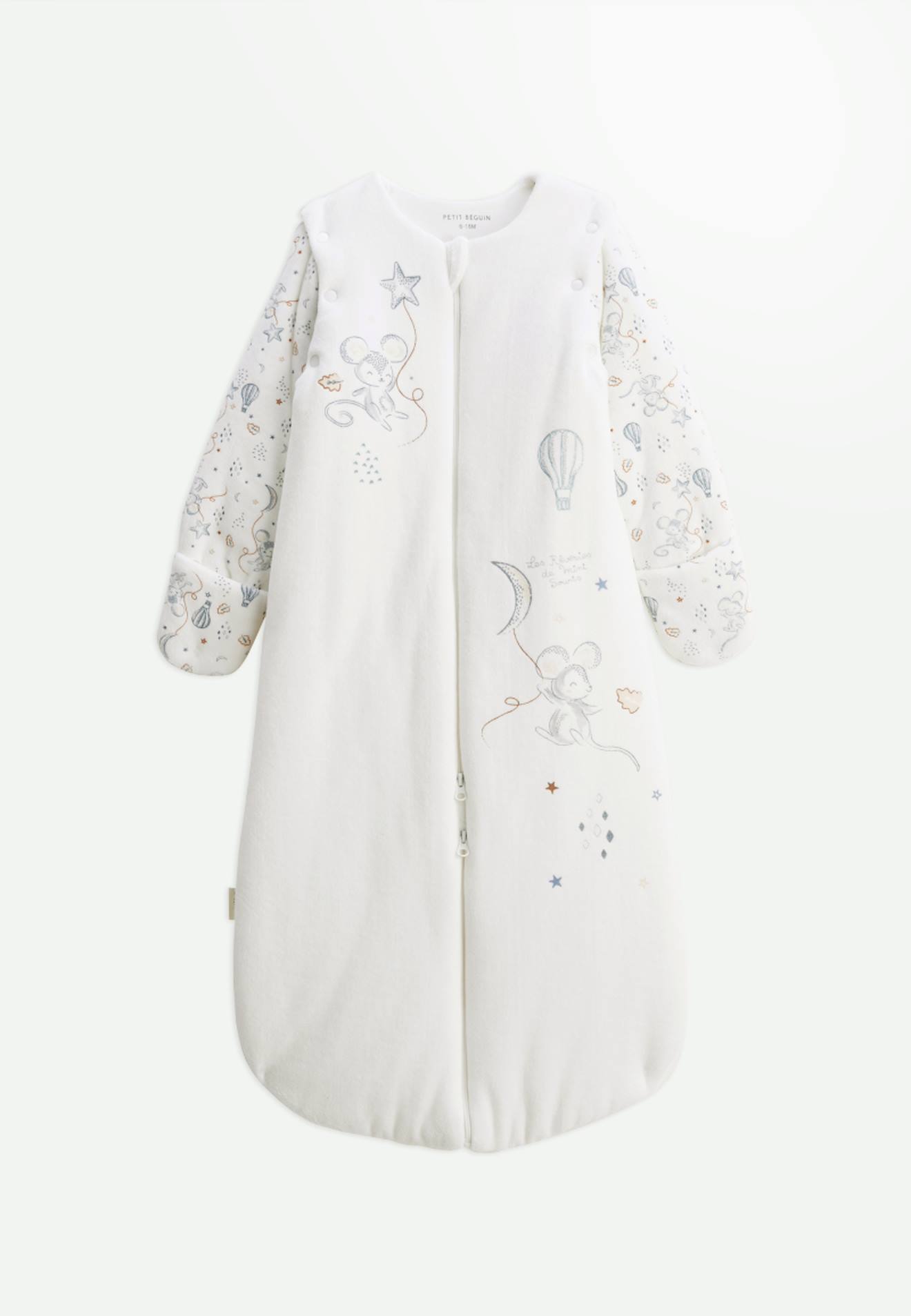 Turbulette D'hiver En Velours Avec Manches Amovibles Et Jambes Séparables Rêverie Ecru